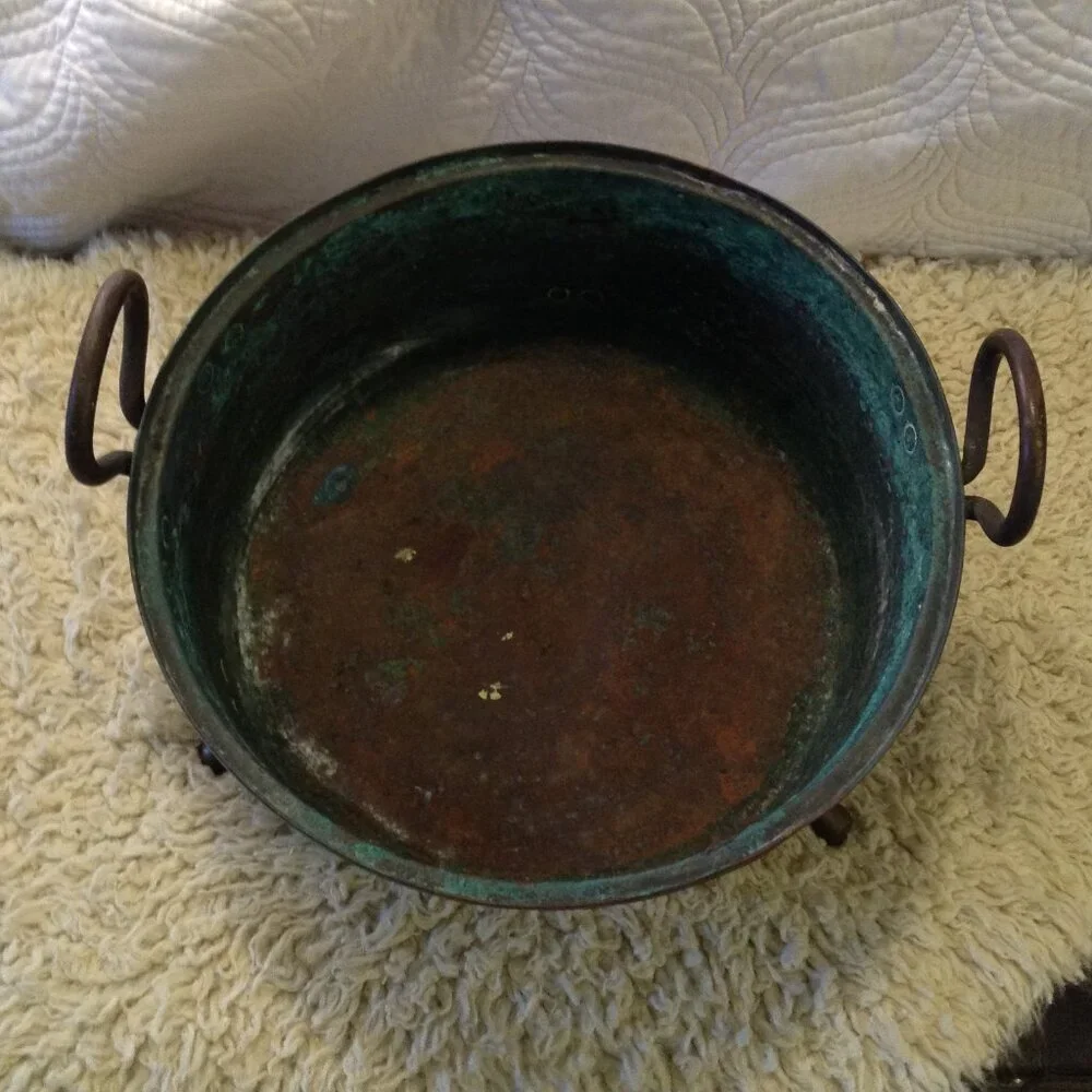Antique Footed Copper Planter/Pot; Hand Forged, Unique, Cottagecore, European - Picture 3 of 4